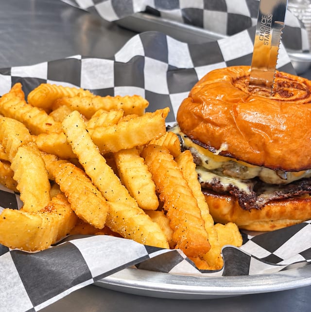 DBL Steel House Smash Burger.
